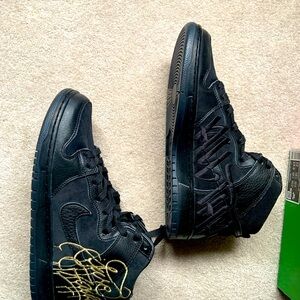 Nike SB DUNK HIGH Faust black and gold men’s